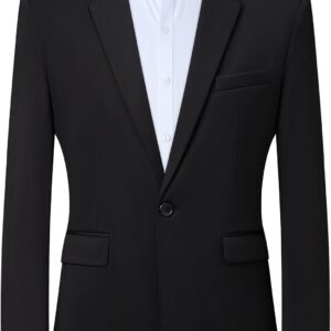 Mens Blazers Wrinkle Free Sport Coat Business Casual Men's One Button Slim Fit Travel Blazer Lightweight Suit Jacket