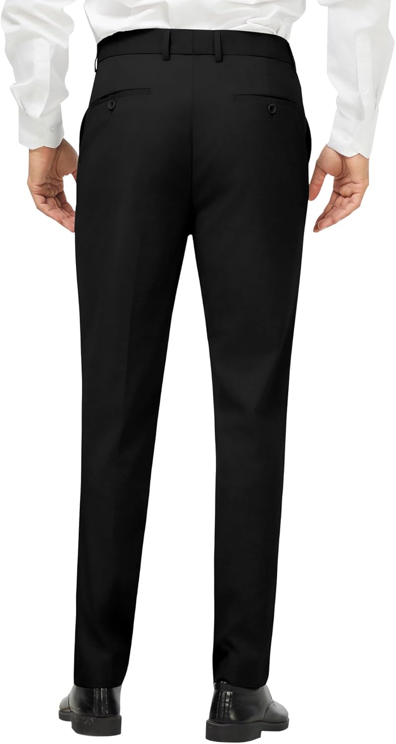 Men's Stretch Dress Pants Slim Fit Skinny Tapered Suit Trousers Lightweight Business Casual Office Wear - Image 2