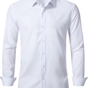 Stretch Men Slim Fit Dress Shirts Formal Long Sleeve Button Down Shirts