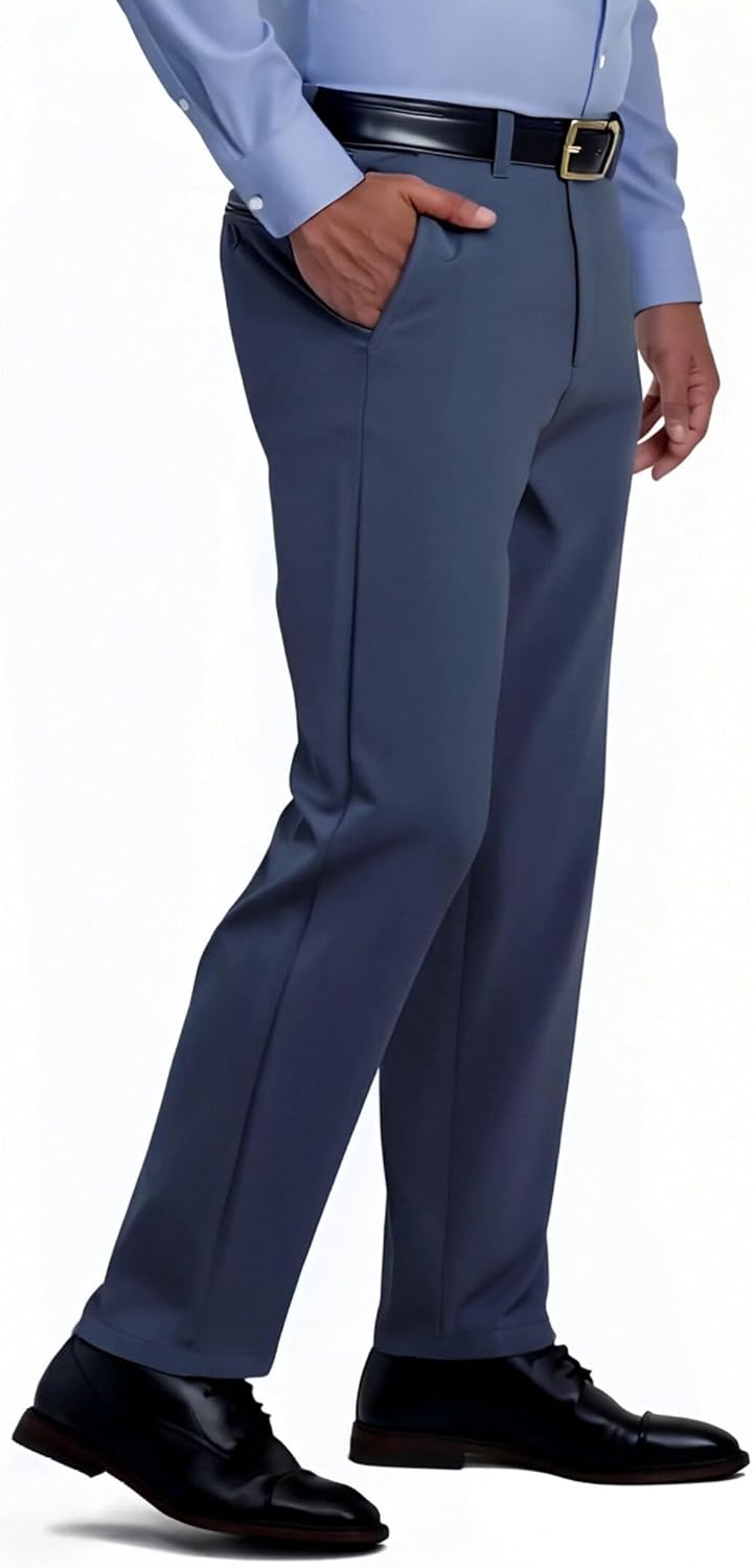 Men's Wrinkle-Free Classic Fit Stretch Dress Pants - 4-Way Stretch Drape-Finish No-Iron Office Pants for Formal & Casual - Image 2