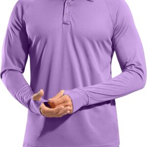 Men Long Sleeve Golf Polo Shirt UPF 50+ Lightweight Sun Protection Cool SPF Hiking Shirts for Men