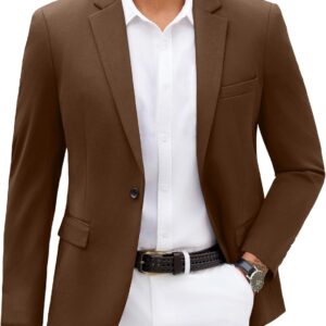 Mens Blazer Jacket One Button Casual Suit Jackets Stretch Knit Sport Coat