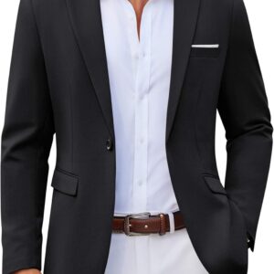 Men's Casual Blazer One Button Sport Coats Lightweight Suit Jacket