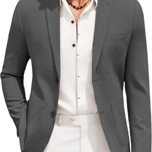 Men's Casual Linen Blazer Jacket Lightweight Sport Coats Two Button Suit Jackets