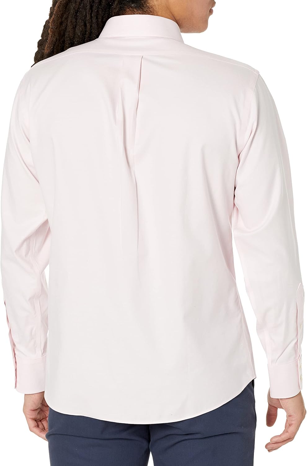 Men Non-Iron Stretch Twill Solid Spread Collar Dress Shirt - Image 2