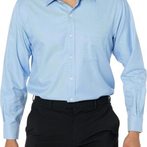 Men Non-Iron Stretch Dobby Spread Collar Check Dress Shirt
